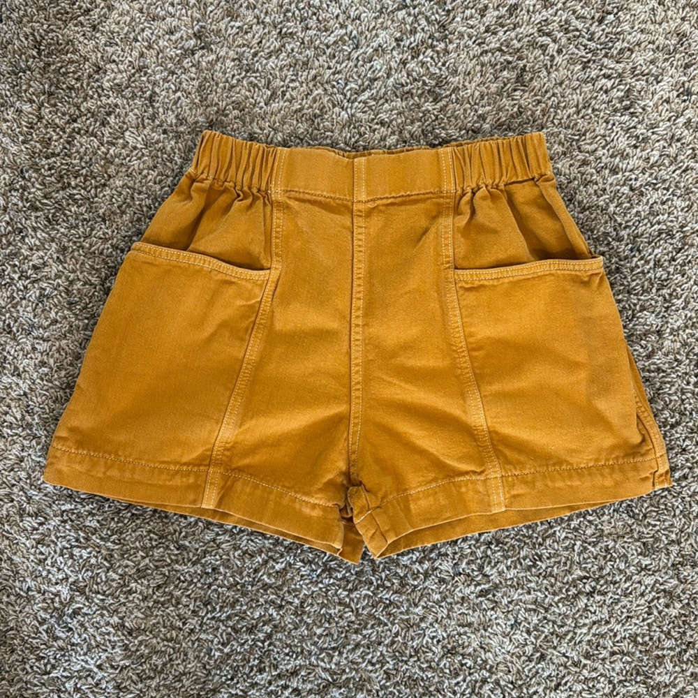 Uniqlo Orange Denim Shorts, Stretchy Waistband